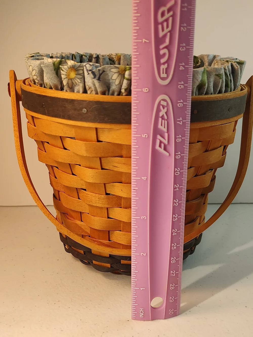 Longaberger Daisy Basket, Liner And 2 Piece Plastic Protector Set Navy Trim